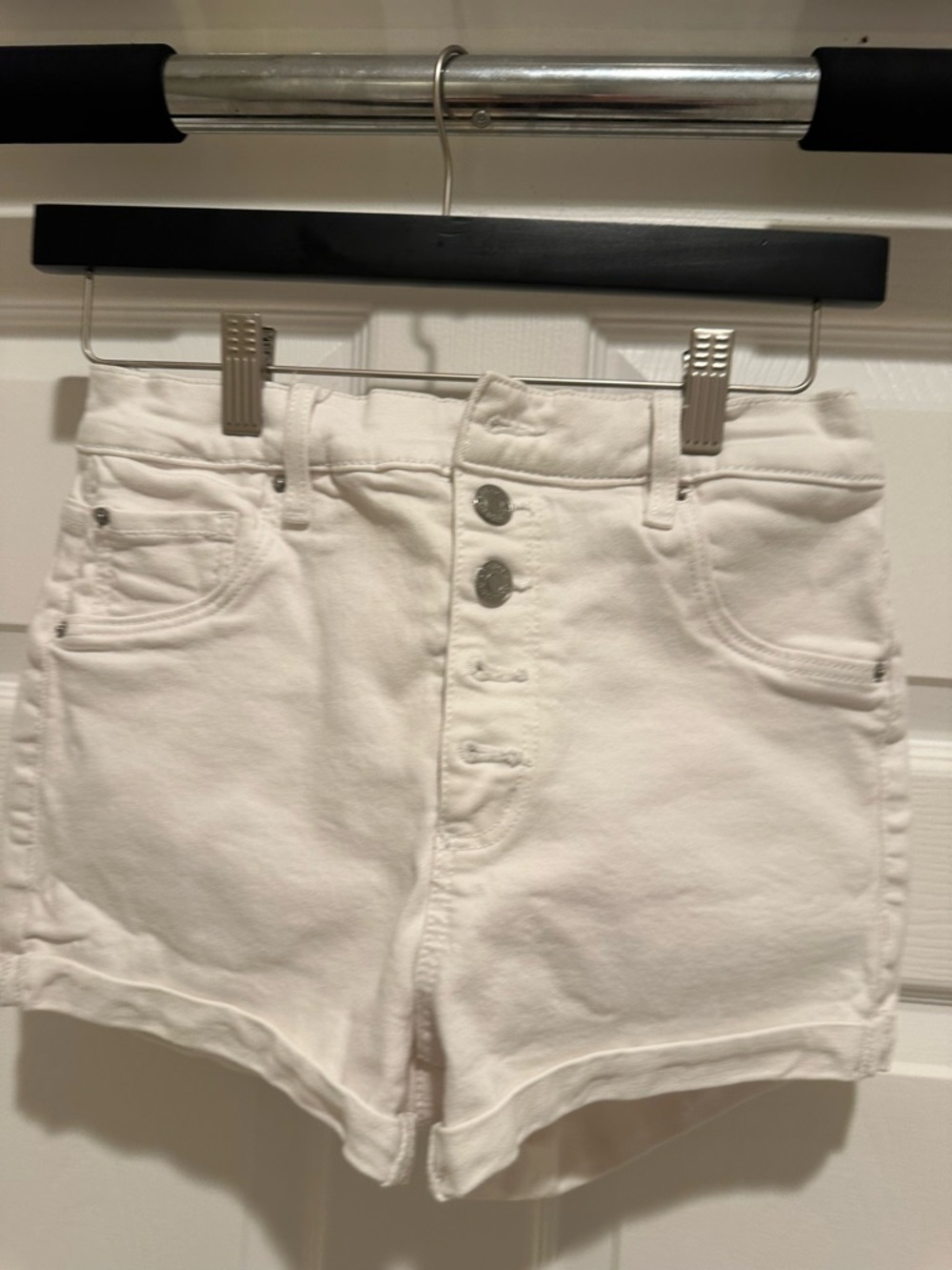 Garage White High-Rise Button-Fly Jean Shorts